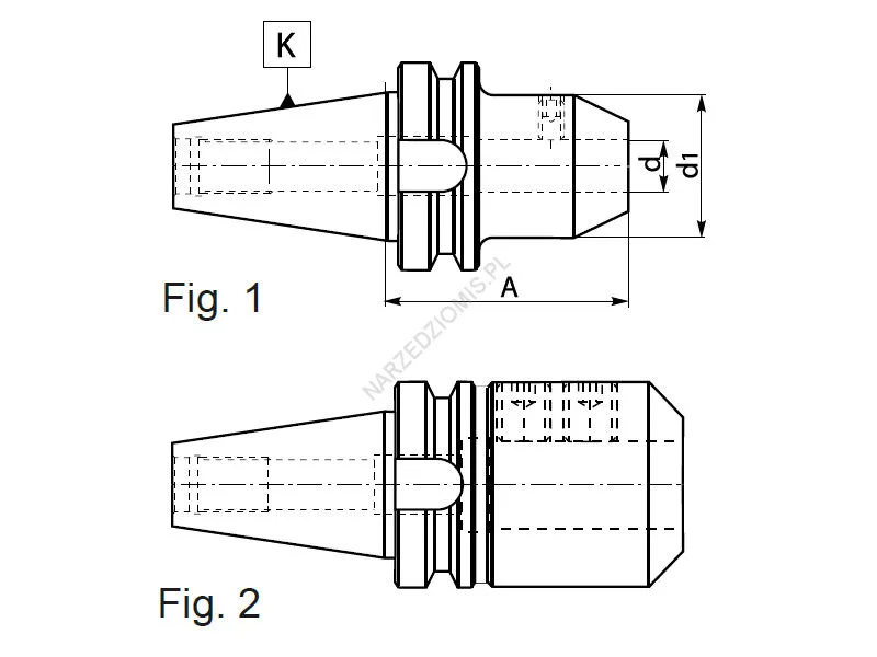 Rysunek techniczny: Oprawka zaciskowa z chw. MAS 403-BT na chw.Weldon: T.7624 AD+B BT40/FI10 60mm - KOLNO